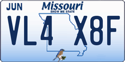 MO license plate VL4X8F