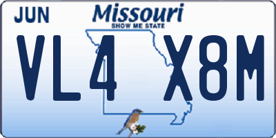 MO license plate VL4X8M