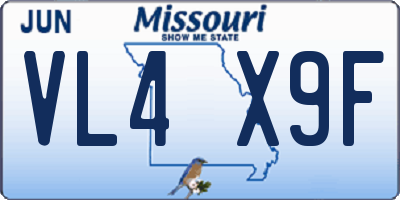 MO license plate VL4X9F