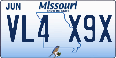 MO license plate VL4X9X