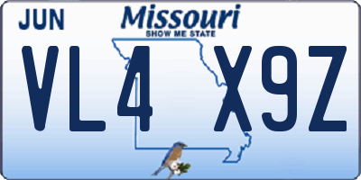 MO license plate VL4X9Z