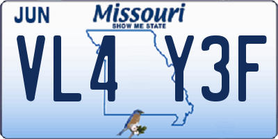 MO license plate VL4Y3F