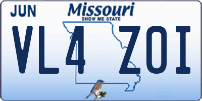 MO license plate VL4Z0I