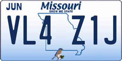 MO license plate VL4Z1J