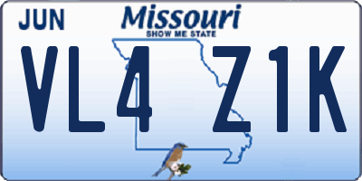 MO license plate VL4Z1K