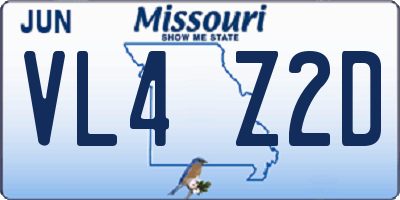 MO license plate VL4Z2D