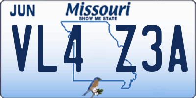 MO license plate VL4Z3A