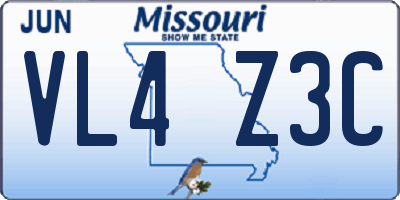 MO license plate VL4Z3C