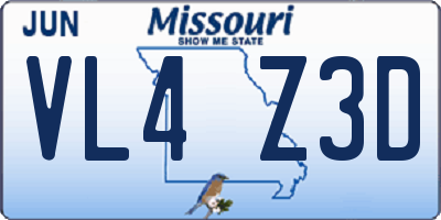 MO license plate VL4Z3D
