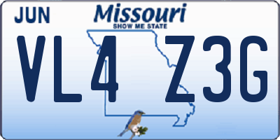 MO license plate VL4Z3G
