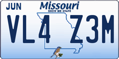 MO license plate VL4Z3M