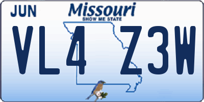 MO license plate VL4Z3W