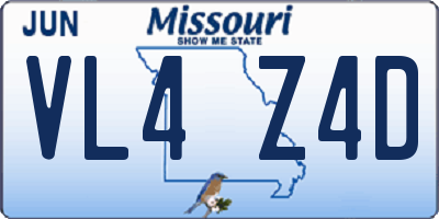 MO license plate VL4Z4D