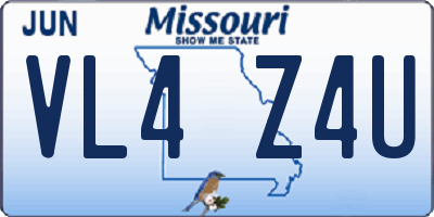 MO license plate VL4Z4U