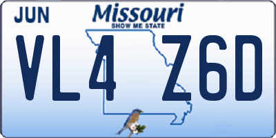 MO license plate VL4Z6D