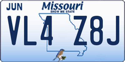 MO license plate VL4Z8J