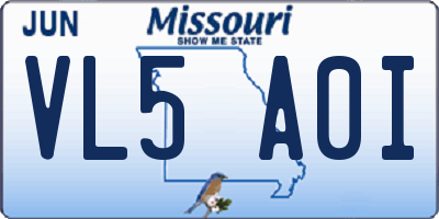 MO license plate VL5A0I