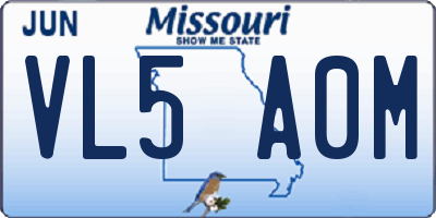 MO license plate VL5A0M