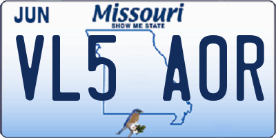 MO license plate VL5A0R