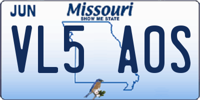MO license plate VL5A0S