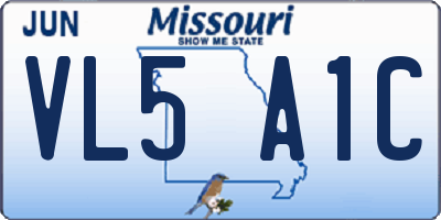 MO license plate VL5A1C