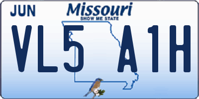 MO license plate VL5A1H