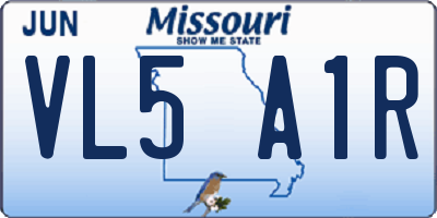 MO license plate VL5A1R