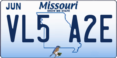 MO license plate VL5A2E