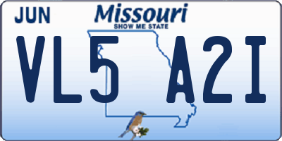 MO license plate VL5A2I