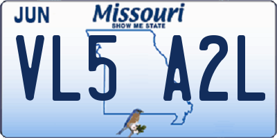 MO license plate VL5A2L