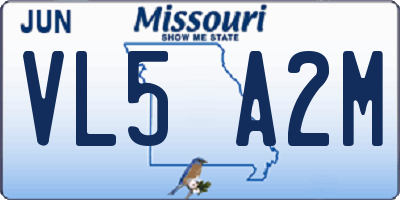 MO license plate VL5A2M