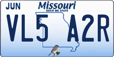 MO license plate VL5A2R