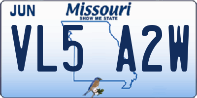MO license plate VL5A2W