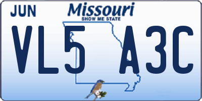MO license plate VL5A3C