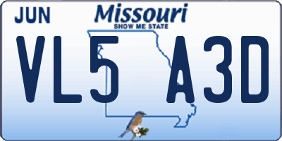 MO license plate VL5A3D