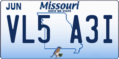 MO license plate VL5A3I