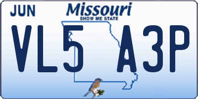 MO license plate VL5A3P