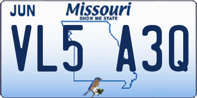 MO license plate VL5A3Q