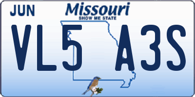 MO license plate VL5A3S