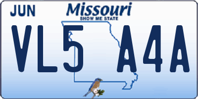 MO license plate VL5A4A