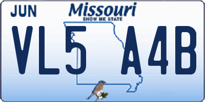 MO license plate VL5A4B