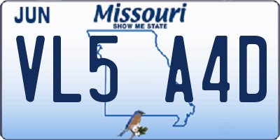 MO license plate VL5A4D