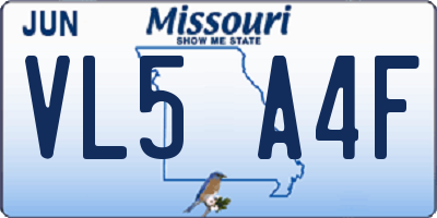MO license plate VL5A4F