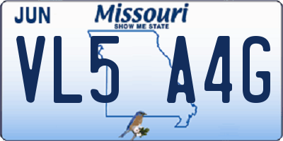 MO license plate VL5A4G