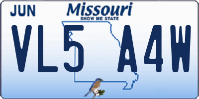 MO license plate VL5A4W