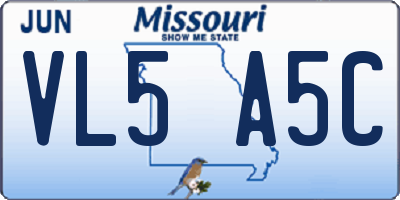 MO license plate VL5A5C