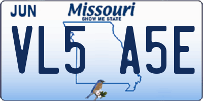 MO license plate VL5A5E