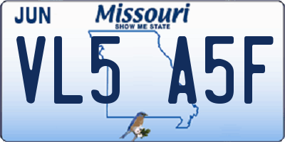 MO license plate VL5A5F