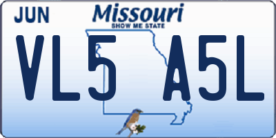 MO license plate VL5A5L