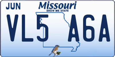 MO license plate VL5A6A